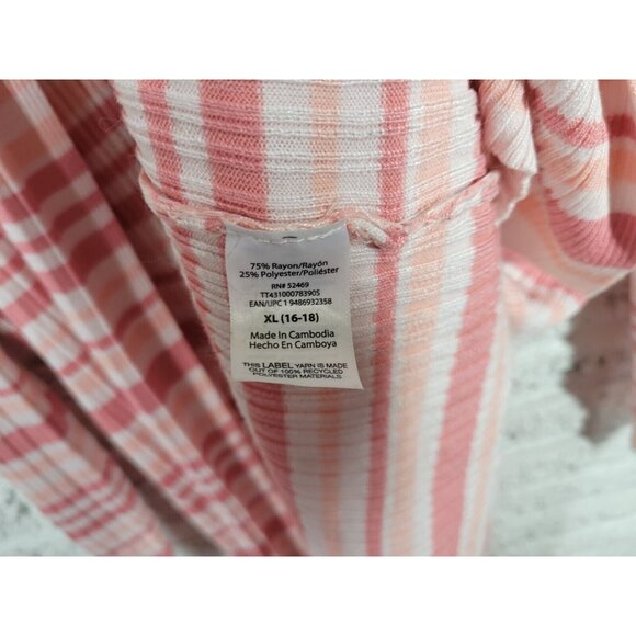 Time Tru Womens Sweater Extra Large Cardigan Pink Stripe Open Duster SWE80E - Picture 11 of 11